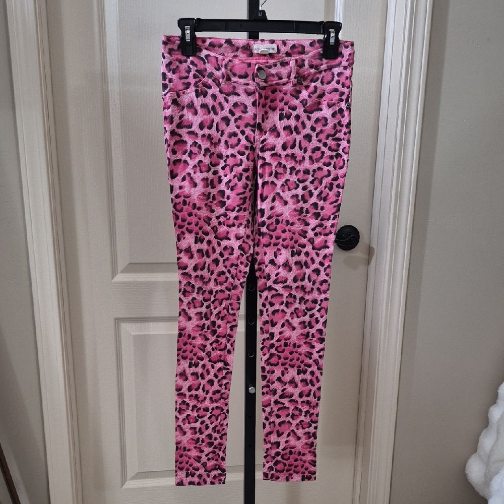 Zenana Outfitters Women's Pink Leopard Print Low Rise Jeggings Size S